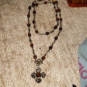 Vintage very heavy long glass necklace